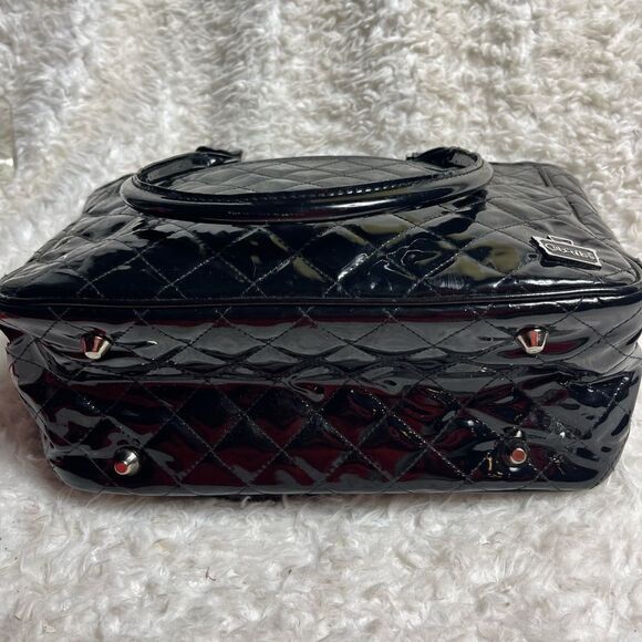 Caboodles Black Faux leather Patent Quilted Makeup Shoulder Bag. - Picture 5 of 12